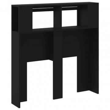 Tăblie de pat cu LED, negru, 100x18,5x103,5 cm, lemn - Img 7