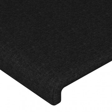 Tăblie de pat cu LED, negru, 100x5x118/128 cm, textil - Img 6