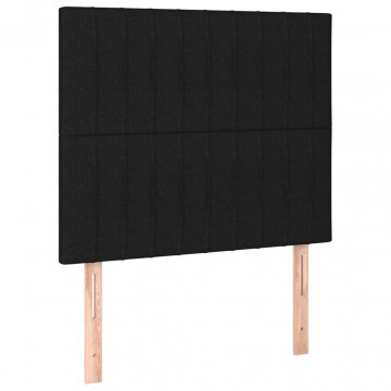 Tăblie de pat cu LED, negru, 100x5x118/128 cm, textil - Img 4