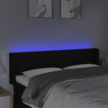 Tăblie de pat cu LED, negru, 147x16x78/88 cm, textil - Img 4