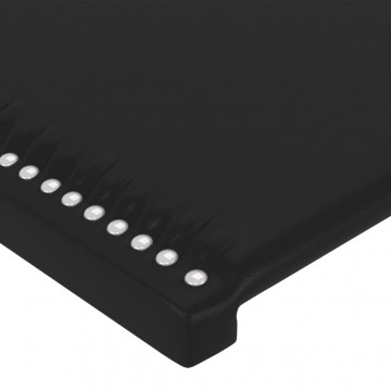 Tăblie de pat cu LED, negru, 80x5x78/88 cm, piele ecologică - Img 6