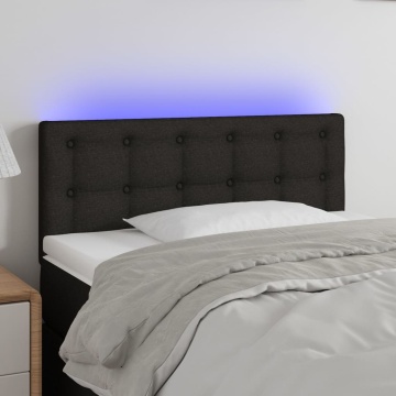 Tăblie de pat cu LED, negru, 80x5x78/88 cm, textil - Img 1