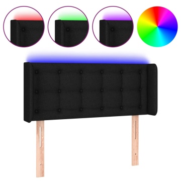 Tăblie de pat cu LED, negru, 93x16x78/88 cm, textil - Img 2