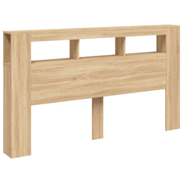 Tăblie de pat cu LED, stejar sonoma, 180x18,5x103,5 cm, lemn - Img 3