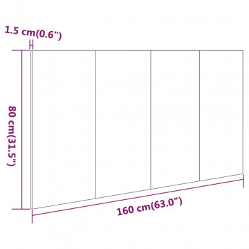 Tăblie de pat, gri beton, 160x1,5x80 cm, lemn prelucrat - Img 6