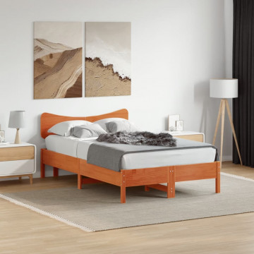Tăblie de pat, maro ceruit, 120 cm, lemn masiv de pin - Img 3