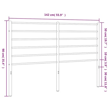 Tăblie de pat metalică, negru, 135 cm - Img 6