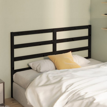 Tăblie de pat, negru, 126x4x100 cm, lemn masiv de pin - Img 3