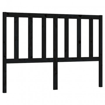Tăblie de pat, negru, 126x4x100 cm, lemn masiv de pin - Img 4