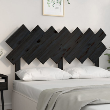 Tăblie de pat, negru, 141x3x80,5 cm, lemn masiv de pin - Img 1