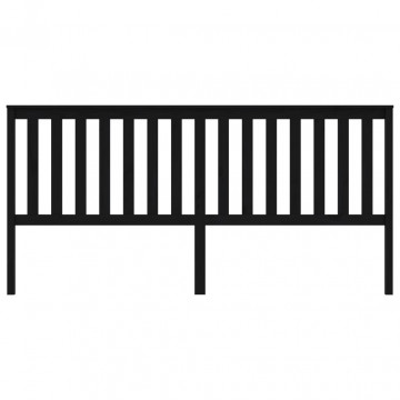 Tăblie de pat, negru, 206x6x101 cm, lemn masiv de pin - Img 3
