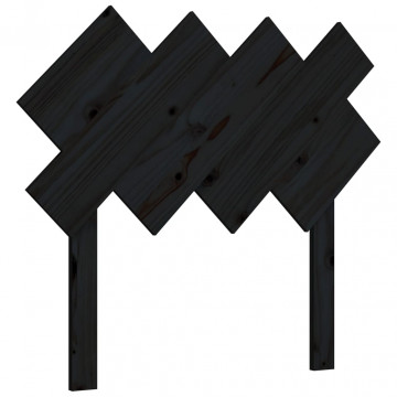 Tăblie de pat, negru, 92x3x81 cm, lemn masiv de pin - Img 2