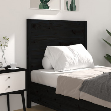Tăblie de pat, negru, 96x4x100 cm, lemn masiv de pin - Img 3