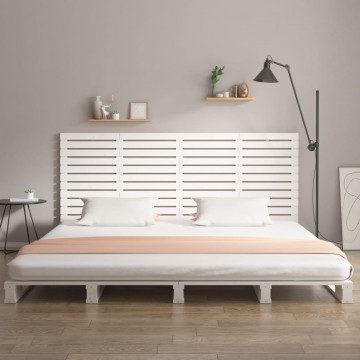 Tăblie de pat pentru perete, alb, 166x3x91,5 cm, lemn masiv pin - Img 3