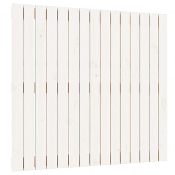 Tăblie de pat pentru perete, alb, 95,5x3x90 cm, lemn masiv pin - Img 2