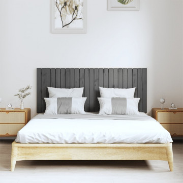 Tăblie de pat pentru perete, gri, 147x3x60 cm, lemn masiv pin - Img 3
