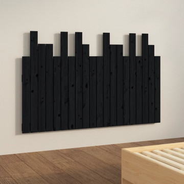 Tăblie de pat pentru perete, negru 127,5x3x80 cm lemn masiv pin - Img 4