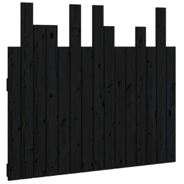 Tăblie de pat pentru perete, negru, 95,5x3x80 cm lemn masiv pin - Img 2
