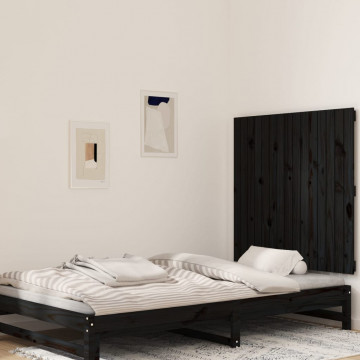 Tăblie de pat pentru perete, negru, 95,5x3x90cm, lemn masiv pin - Img 1