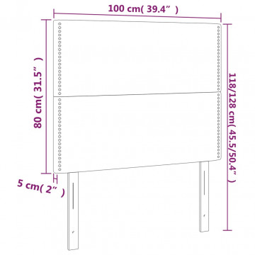 Tăblii de pat, 2 buc, alb, 100x5x78/88 cm, piele ecologică - Img 7