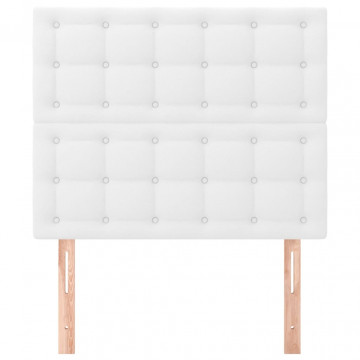 Tăblii de pat, 2 buc, alb, 100x5x78/88 cm, piele ecologică - Img 3