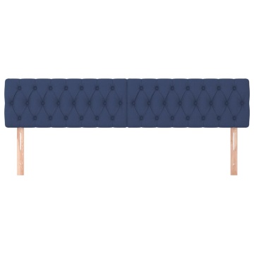 Tăblii de pat, 2 buc, albastru, 100x7x78/88 cm, textil - Img 3