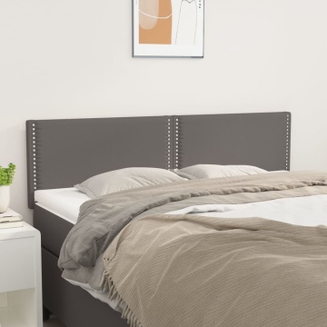 Tăblii de pat, 2 buc., gri, 72x5x78/88 cm, piele ecologică - Img 1