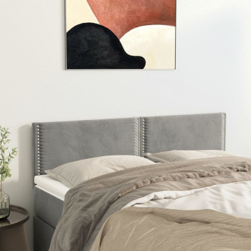 Tăblii de pat, 2 buc., gri deschis, 72x5x78/88 cm, catifea - Img 1