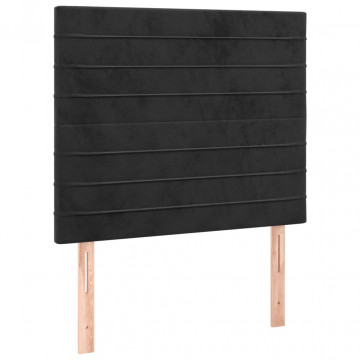 Tăblii de pat, 2 buc, negru, 100x5x78/88 cm, catifea - Img 2