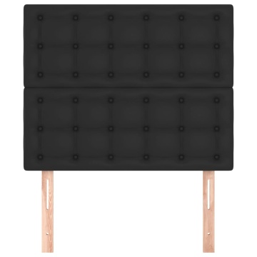 Tăblii de pat, 2 buc, negru, 80x5x78/88 cm, piele ecologică - Img 3