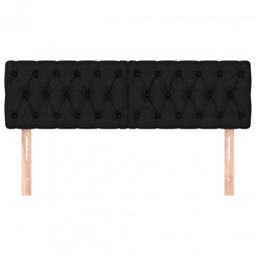 Tăblii de pat, 2 buc, negru, 80x7x78/88 cm, textil - Img 3