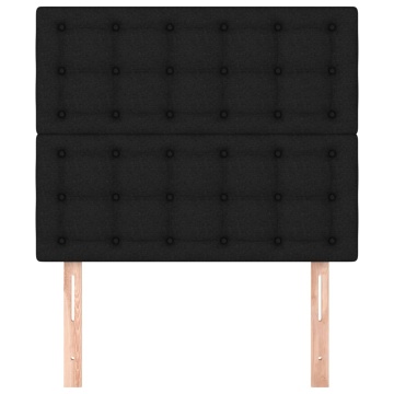 Tăblii de pat, 2 buc, negru, 90x5x78/88 cm, textil - Img 3