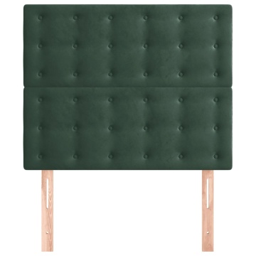 Tăblii de pat, 2 buc, verde închis, 100x5x78/88 cm, catifea - Img 3