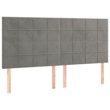 Tăblii de pat, 4 buc, gri deschis, 80x5x78/88 cm, catifea - Img 2