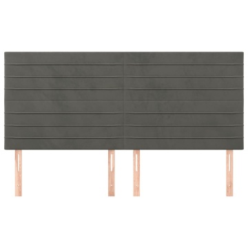 Tăblii de pat, 4 buc, gri închis, 100x5x78/88 cm, catifea - Img 3