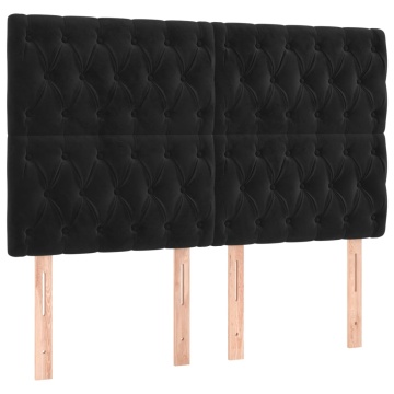 Tăblii de pat, 4 buc, negru, 72x7x78/88 cm, catifea - Img 2
