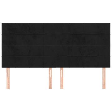 Tăblii de pat, 4 buc, negru, 90x5x78/88 cm, catifea - Img 3