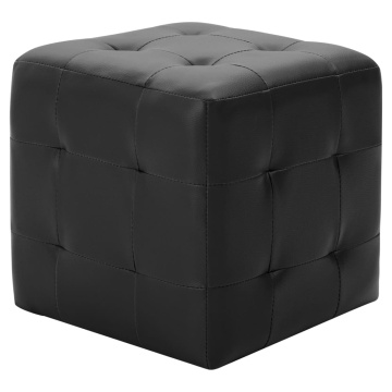 Taburet, 2 buc., negru, 30 x 30 x 30 cm, piele ecologică - Img 2