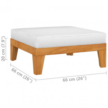 Taburet modular, cu pernă alb crem, lemn masiv de acacia - Img 7