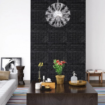 Tapet de perete autocolant, model cărămizi 3D, 10 buc., negru - Img 1
