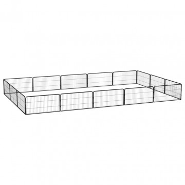 Țarc câini 16 panouri negru 100x50 cm oțel vopsit electrostatic - Img 1