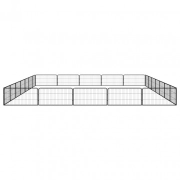 Țarc câini 24 panouri negru 100x50 cm oțel vopsit electrostatic - Img 4