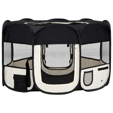 Țarc de câini pliabil cu sac de transport, negru, 125x125x61 cm - Img 2