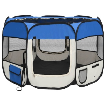 Țarc joacă pliabil câini cu sac transport albastru 90x90x58 cm - Img 2