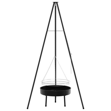 Tripod pentru gătit pe foc de tabără cu grătar și tavă pentru foc 170 cm - Img 4