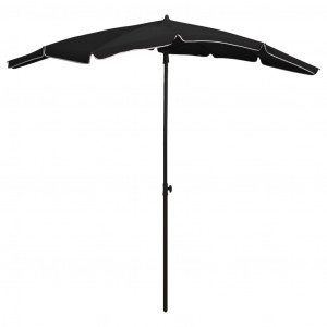 Umbrelă de grădină cu stâlp, negru, 200x130 cm - Img 1