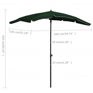 Umbrelă de grădină cu stâlp, verde, 200x130 cm - Img 5