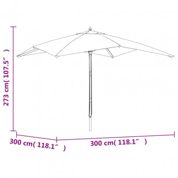 Umbrelă de grădină stâlp din lemn, antracit, 300x300x273 cm - Img 6
