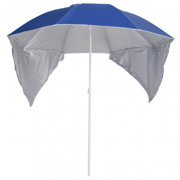 Umbrelă de plajă cu pereți laterali Albastru 215 cm - Img 3