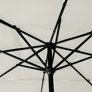 Umbrelă de soare 3 niveluri, stâlp aluminiu, nisipiu, 2,5x2,5 m - Img 2